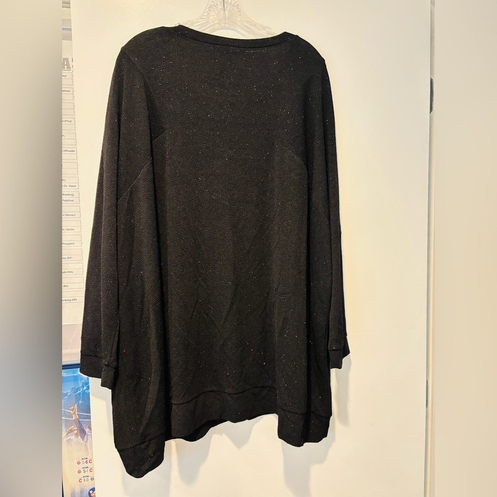 BB DAKOTA Black Glitter Sparkle Top, Size 2X - Picture 2 of 3